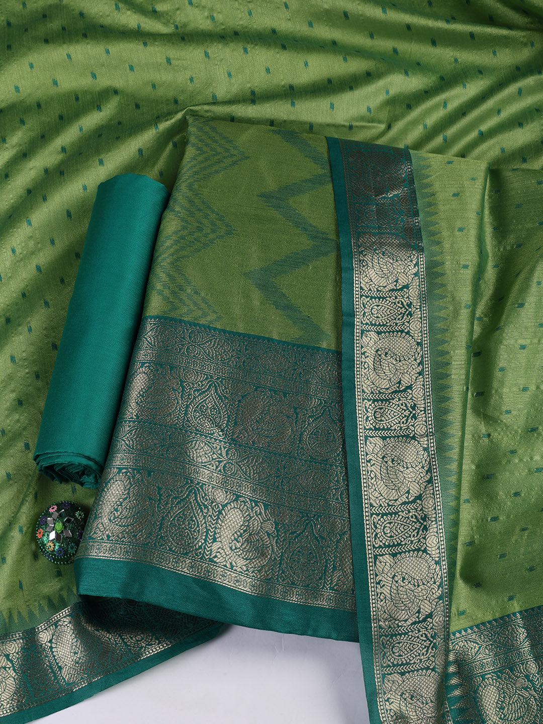 Woven Chanderi Unstitched Suit With Dupatta