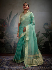 Woven Border Plain Art slik Saree