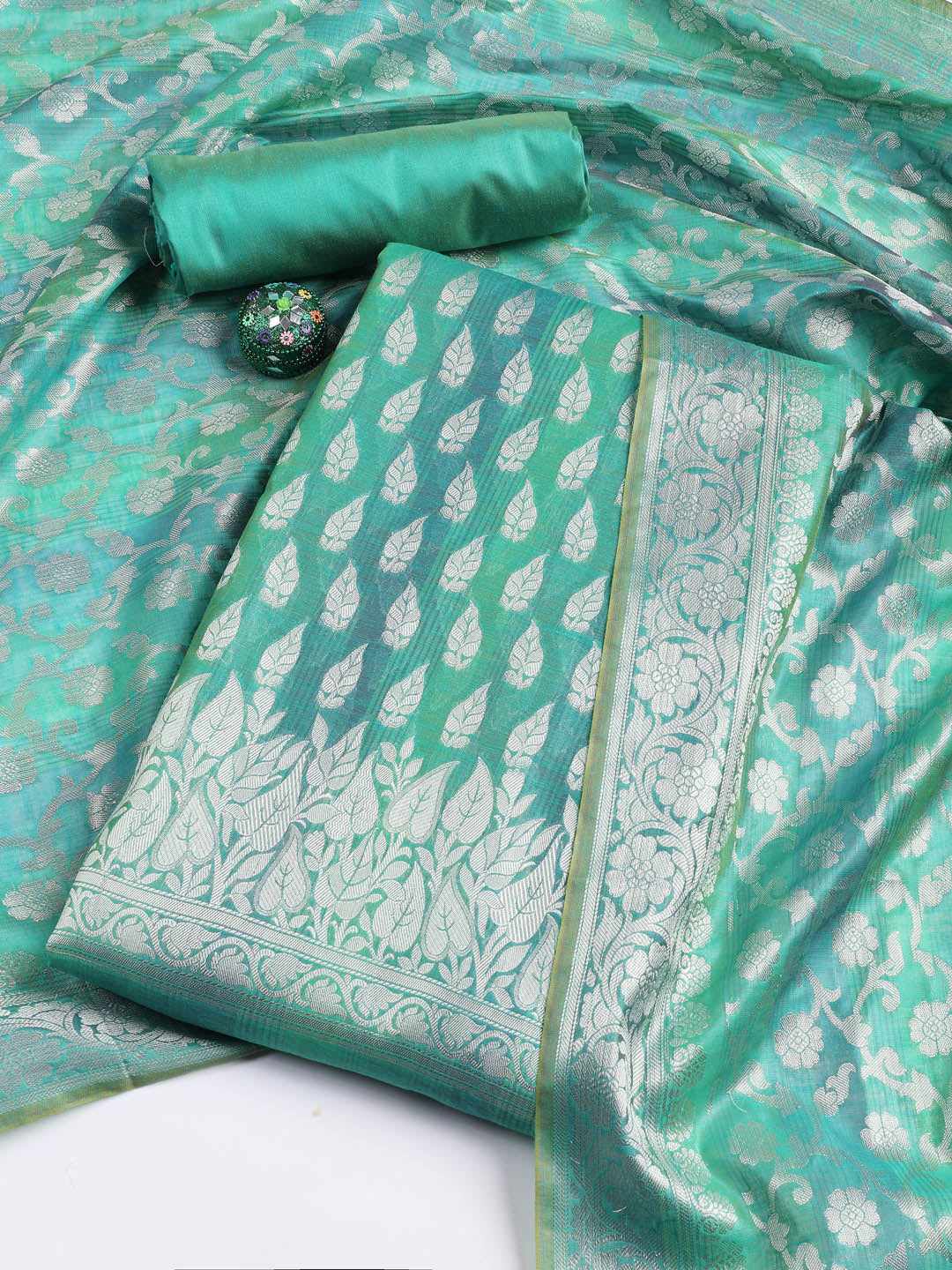 Woven Chanderi Unstitched Suit With Dupatta