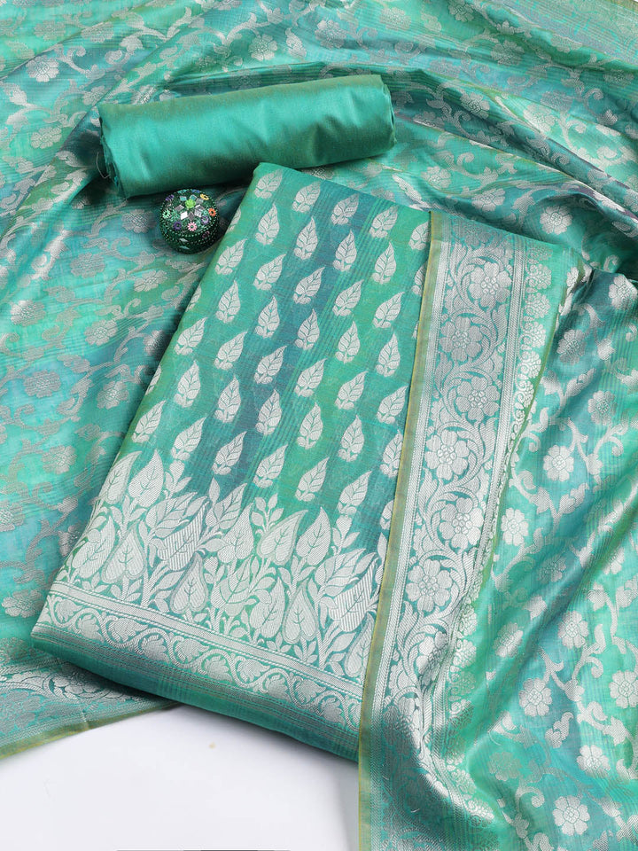 Woven Chanderi Unstitched Suit With Dupatta