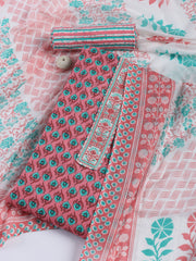 Printed Cotton Blend Unstitched Suit With Dupatta