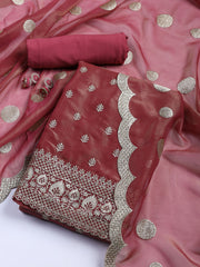 Neck Embroidered Tissue Unstitched Suit With Dupatta