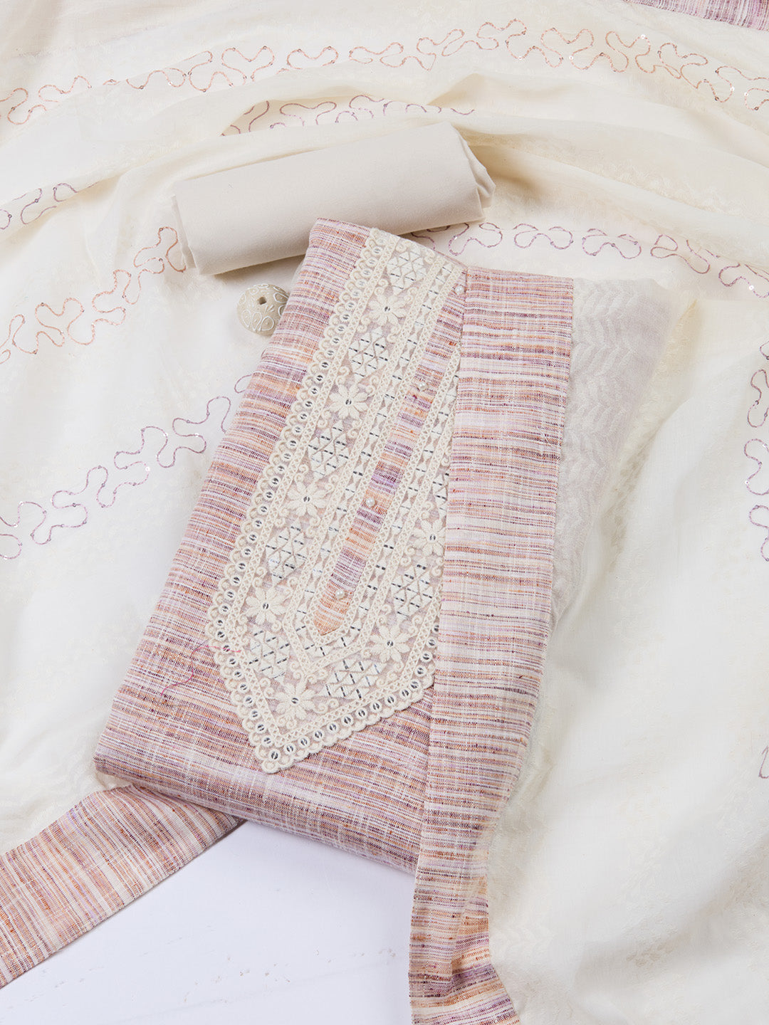 Neck Embroidery Cotton Unstitched Suit With Dupatta