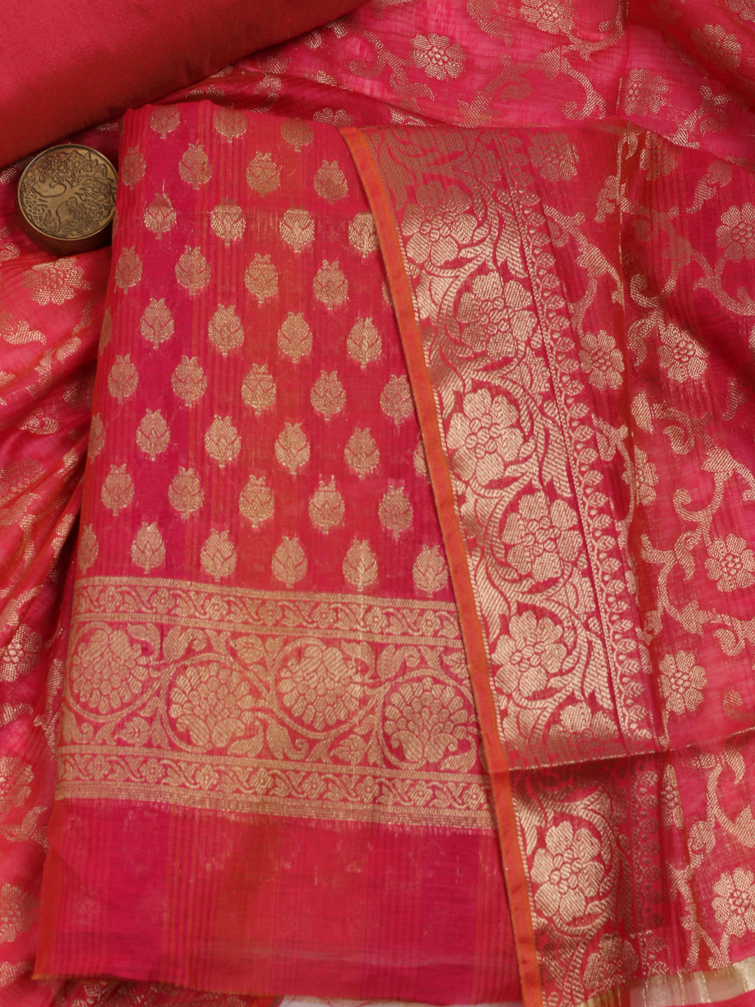 Rani Woven Design Chanderi Unstitched Dress Material