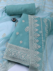 Embroidered Organza Unstitched Suit With Dupatta