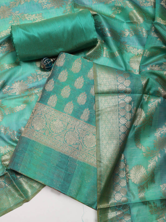 Woven Chanderi Unstitched Suit With Dupatta