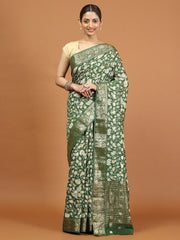 Patola Zari Border Printed Cotton Blend Woven Saree