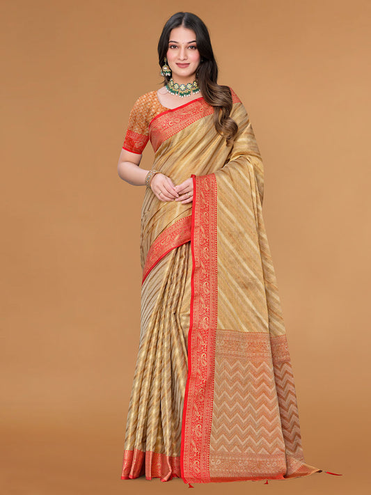 Zari Jaal Cotton Woven Saree