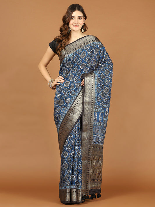 Abstract Print Art Silk Handloom Saree