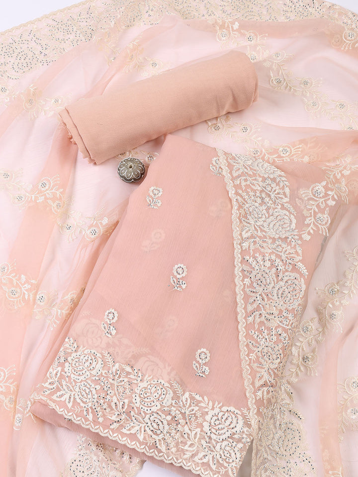 Embroidered Organza Unstitched Suit With Dupatta