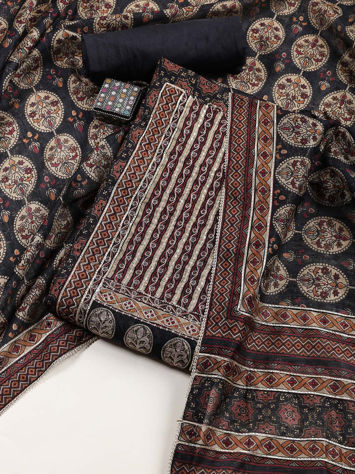 Neck Embroidery Tussar Unstitched Suit Piece With Dupatta