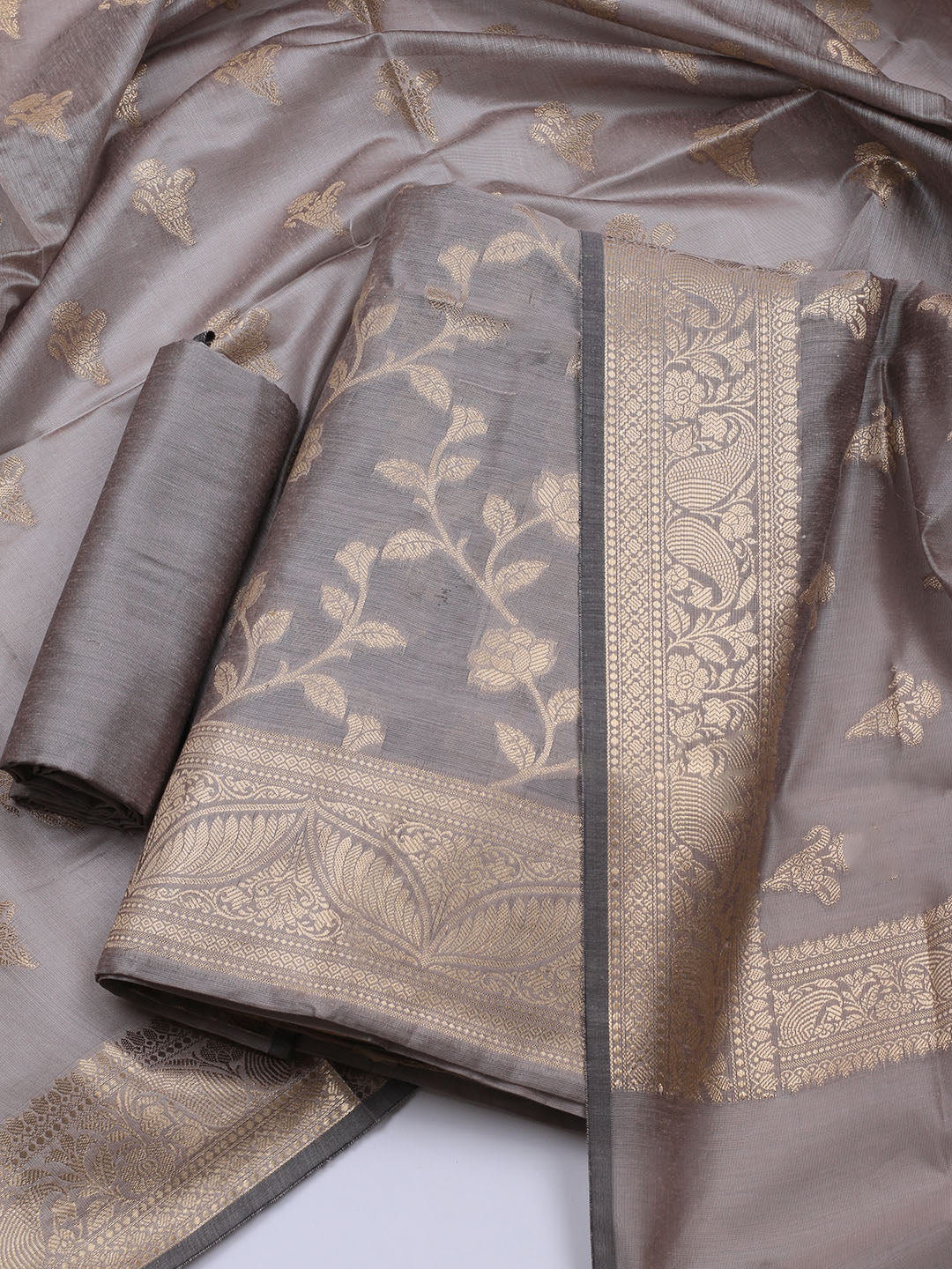 Woven Chanderi Unstitched Suit With Dupatta