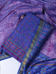 Printed Chanderi Unstitched Suit With Dupatta