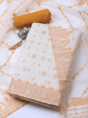 Jamdani Chanderi Unstitched Suit Piece With Dupatta