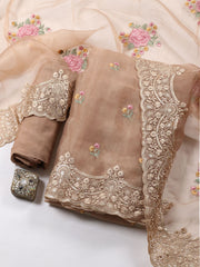 Embroidered Organza Unstitched Suit With Dupatta