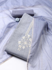 Neck Embroidered Cotton Blend Unstitched Suit Piece With Dupatta