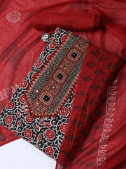 Printed Cotton Blend Unstitched Suit With Dupatta