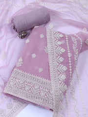 Embroidered Organza Unstitched Suit With Dupatta