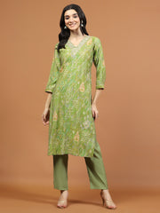 Printed Muslin Kurta With Pants