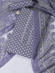 Neck Patti Cotton Blend Unstitched Suit With Dupatta