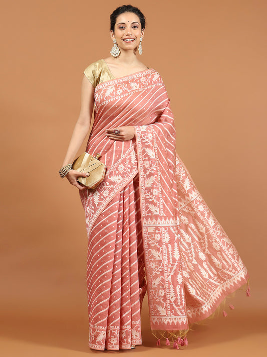 Woven Border Booti Art Silk Saree