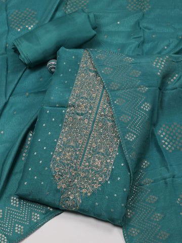 Neck Embroidered Handloom Unstitched Suit Piece With Dupatta