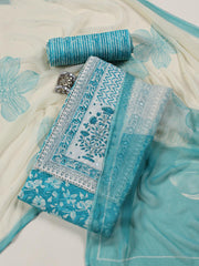 Printed Cotton Blend Unstitched Suit Piece With Dupatta