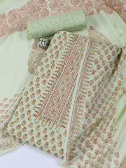 Neck Work Cotton Blend Unstitched Suit With Dupatta
