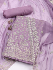 Neck Embroidered Tissue Unstitched Suit With Dupatta