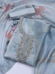 Neck Embroidery Tissue Unstitched Suit With Dupatta