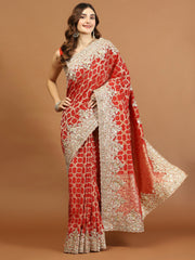 Sequence Work Georgette Embroidery Saree