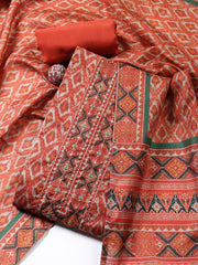 Printed Chanderi Unstitched Suit With Dupatta