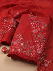 Embroidered Chinon Unstitched Suit With Dupatta