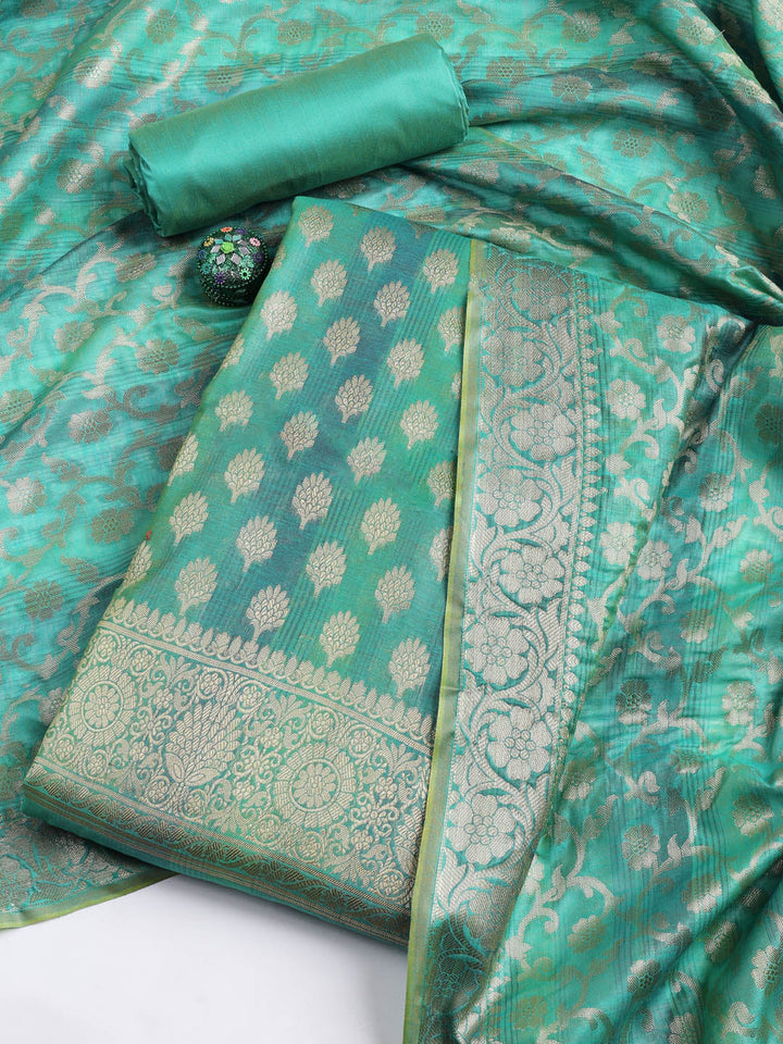 Woven Chanderi Unstitched Suit With Dupatta