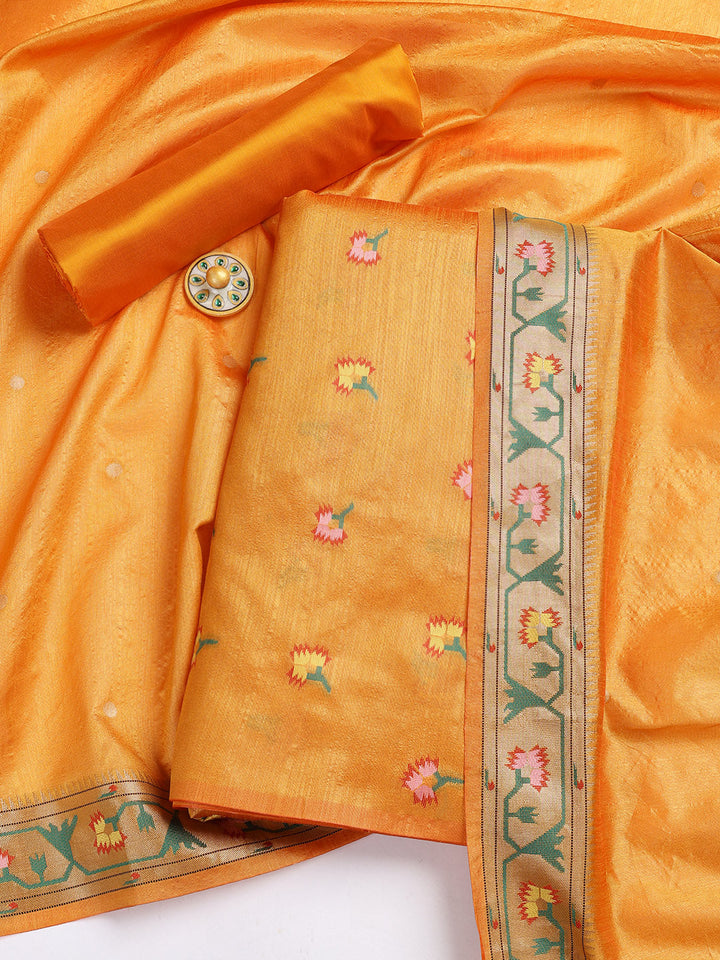Woven Chanderi Unstitched Suit Piece With Dupatta