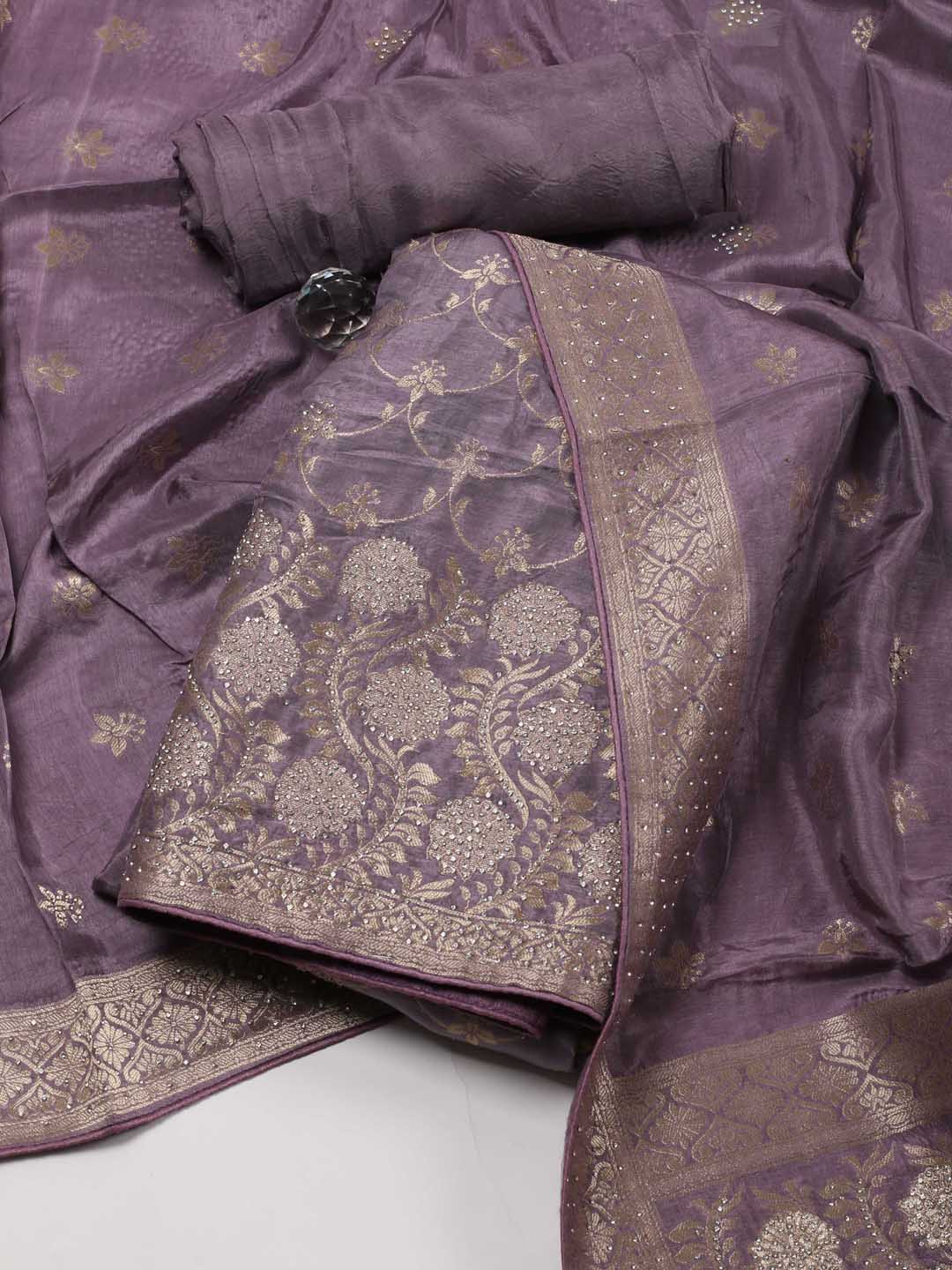 Woven Handloom Unstitched Suit Piece With Dupatta