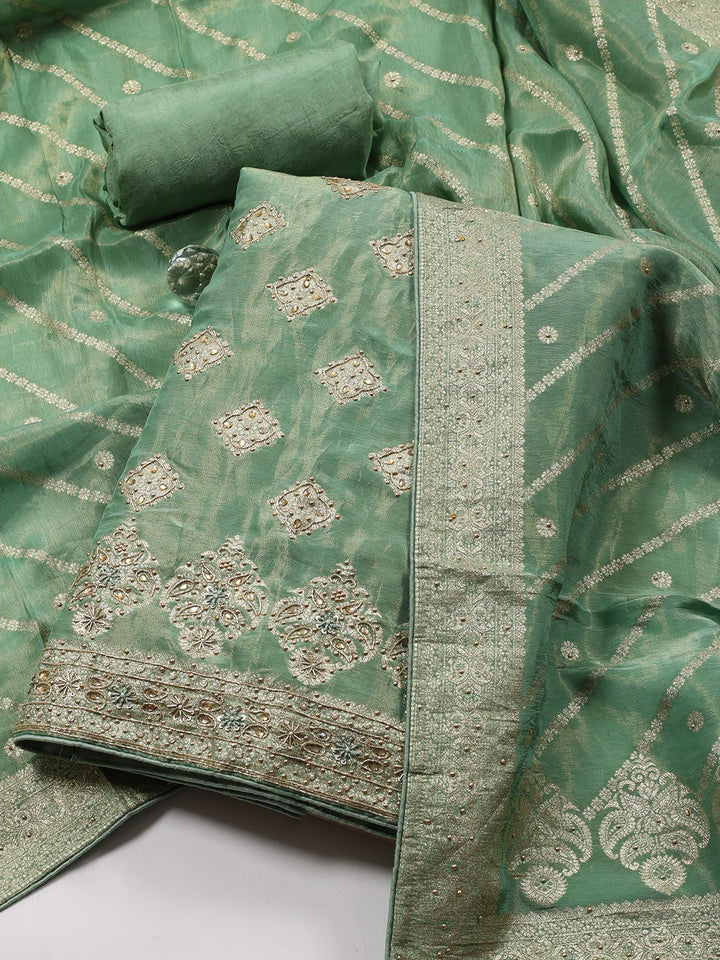 Woven Tissue Unstitched Suit With Dupatta