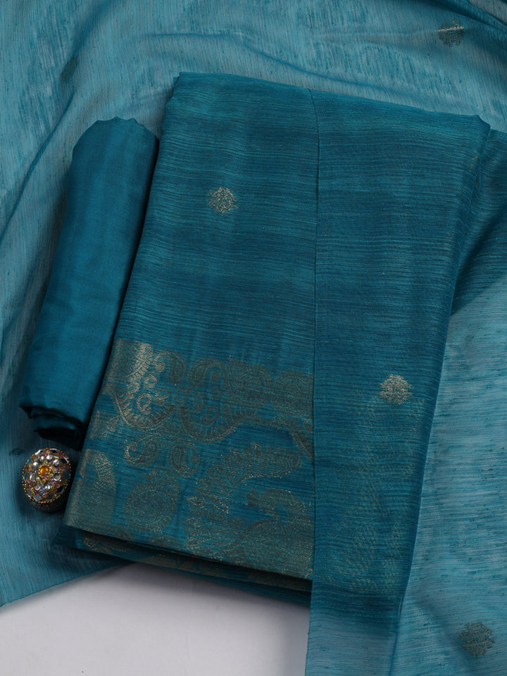 Woven Chanderi Unstitched Suit Piece With Dupatta