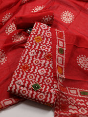 Printed Cotton Blend Unstitched Suit With Dupatta