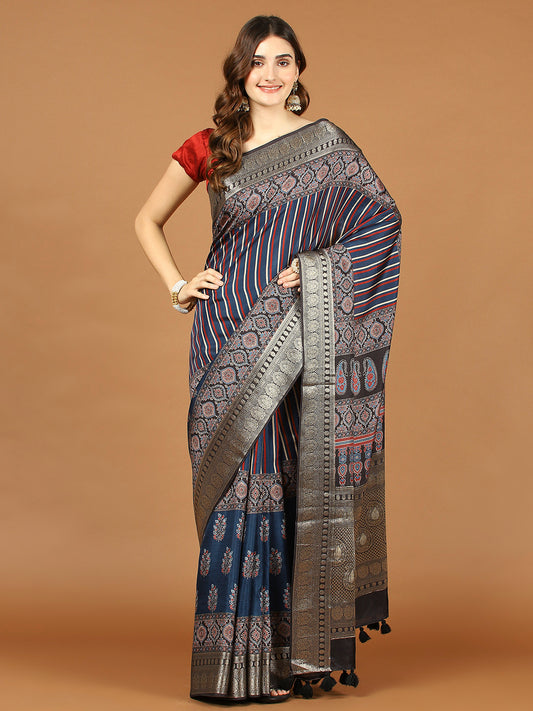 Abstract Print Art Silk Handloom Saree