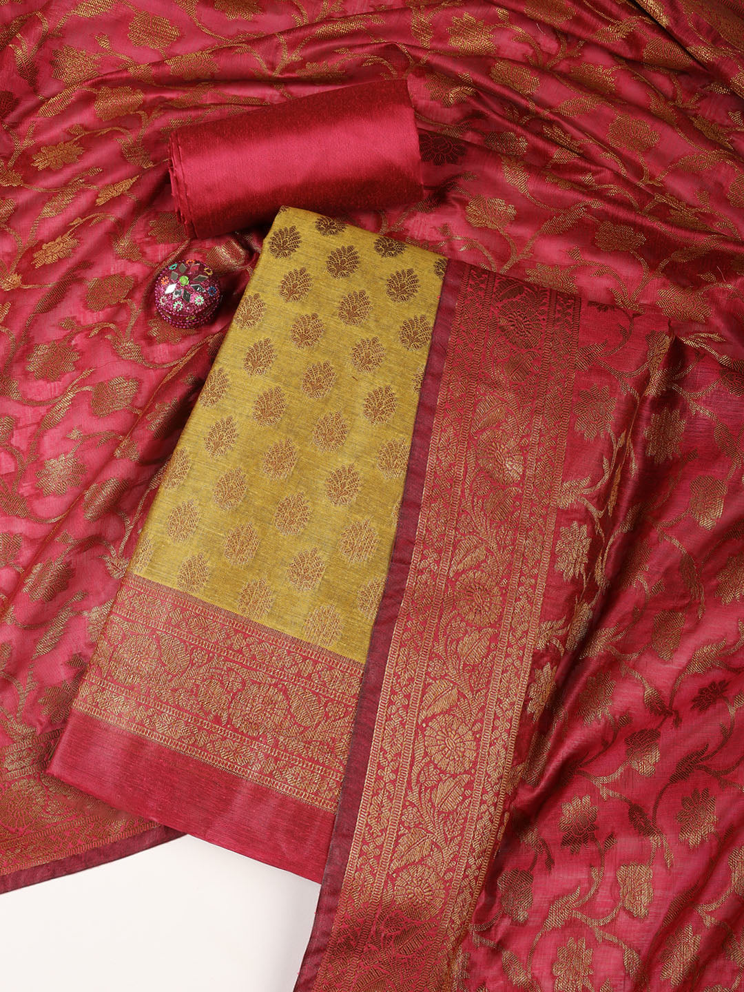 Banarasi Chanderi Unstitched Suit With Dupatta
