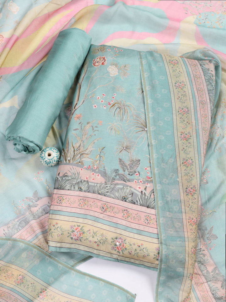 Printed Muslin Unstitched Suit With Dupatta