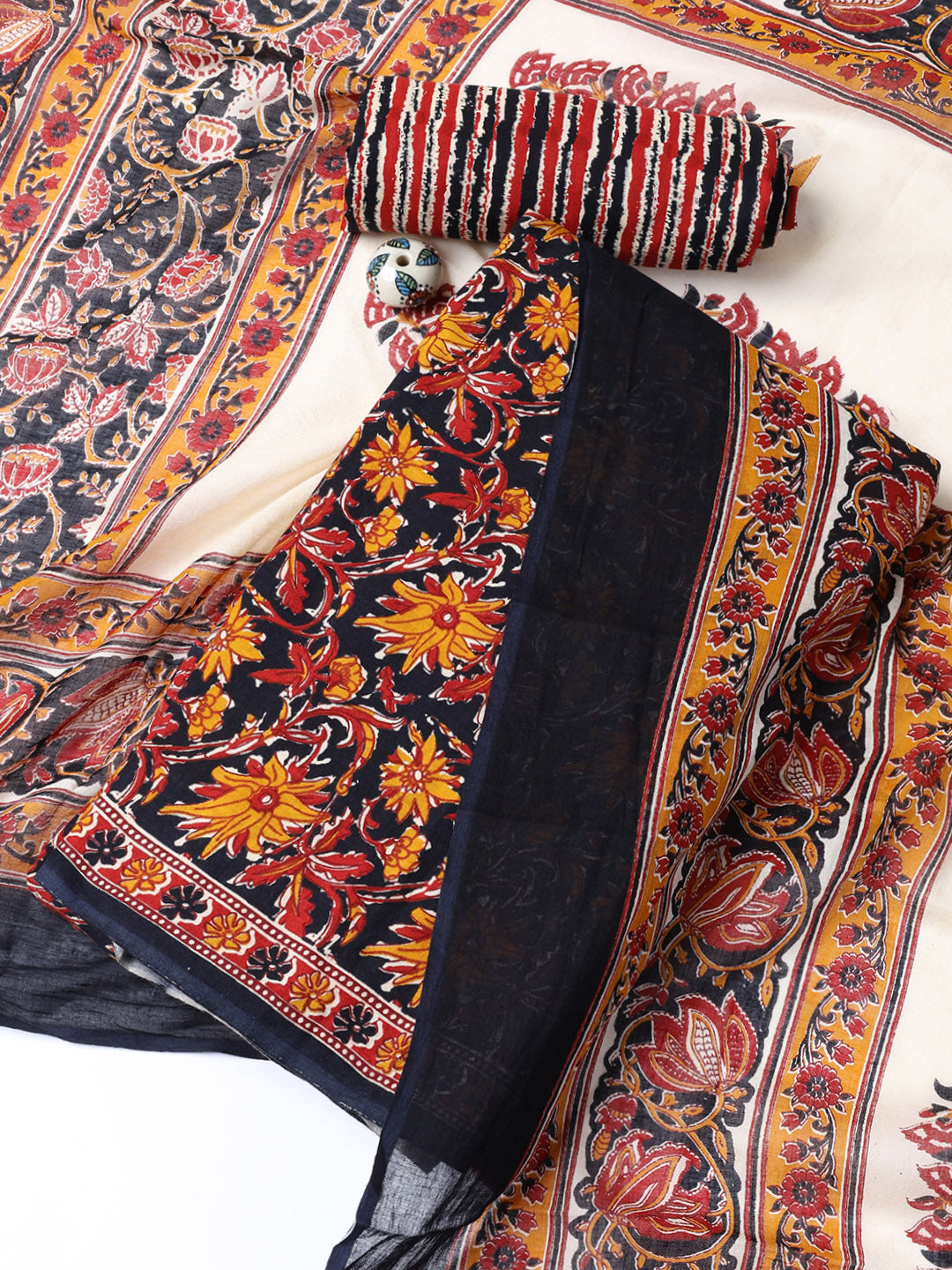 Printed Cotton Blend Unstitched Suit With Dupatta