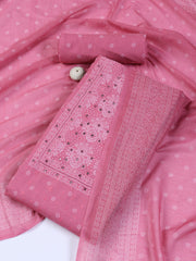 Neck Work Cotton Blend Unstitched Suit With Dupatta