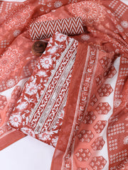 Printed Cotton Blend Unstitched Suit With Dupatta