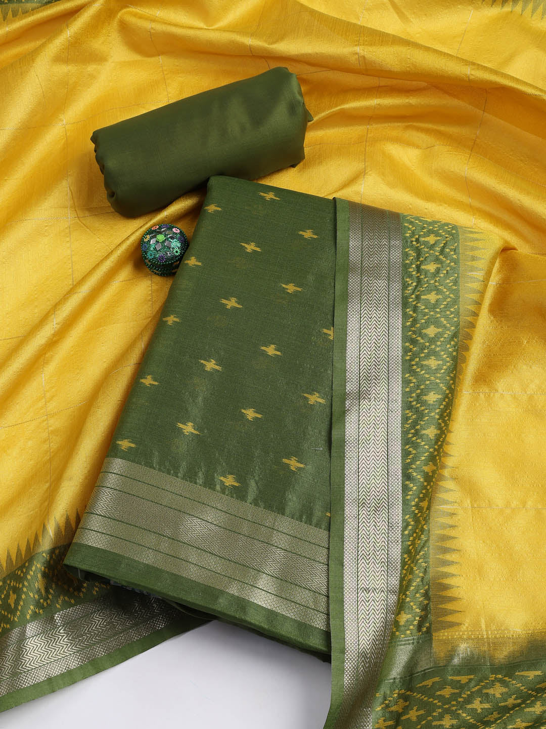 Woven Chanderi Unstitched Suit Piece With Dupatta