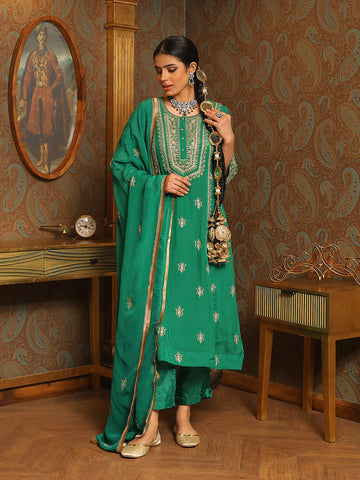 Embroidery Organza Kurti With Pants & Dupatta