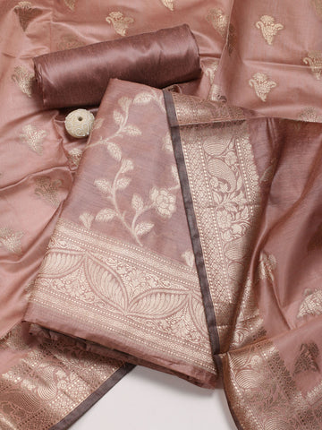 Woven Chanderi Unstitched Suit With Dupatta