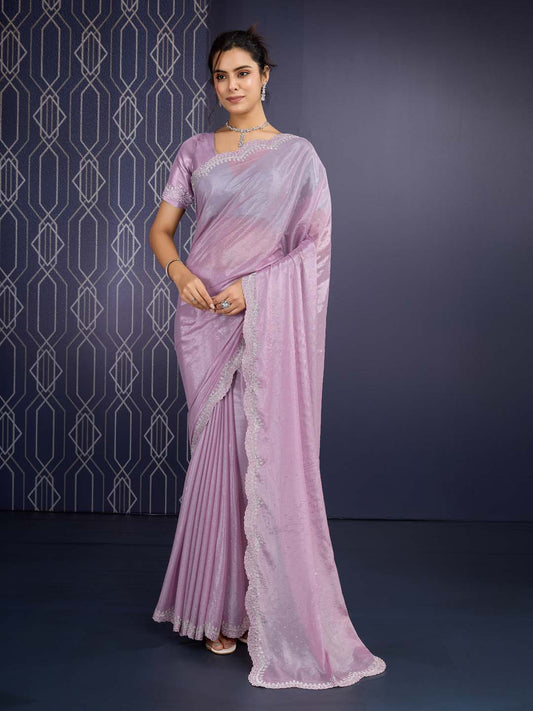 Stone Work Art Crepe Saree