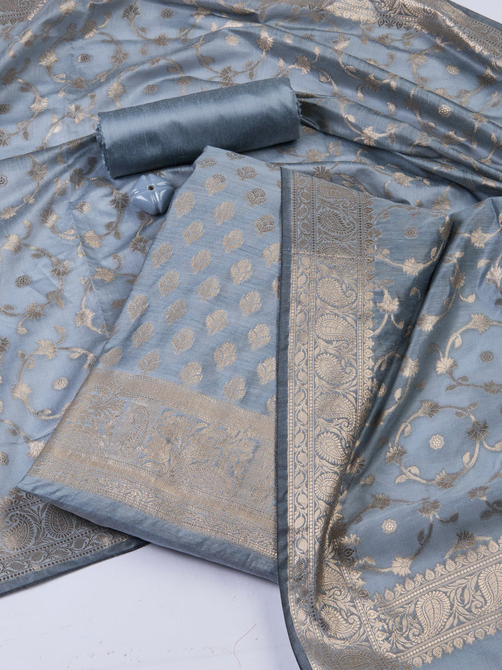 Woven Chanderi Unstitched Suit With Dupatta